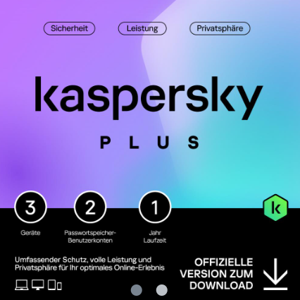Kaspersky Plus für 3 PC - 1Jahr